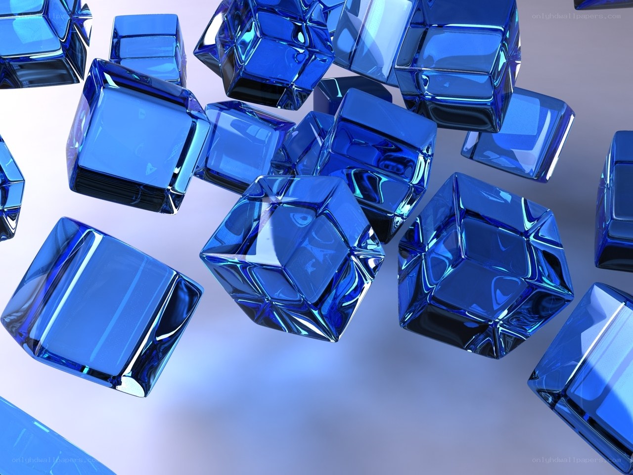 blue glass cubes floating