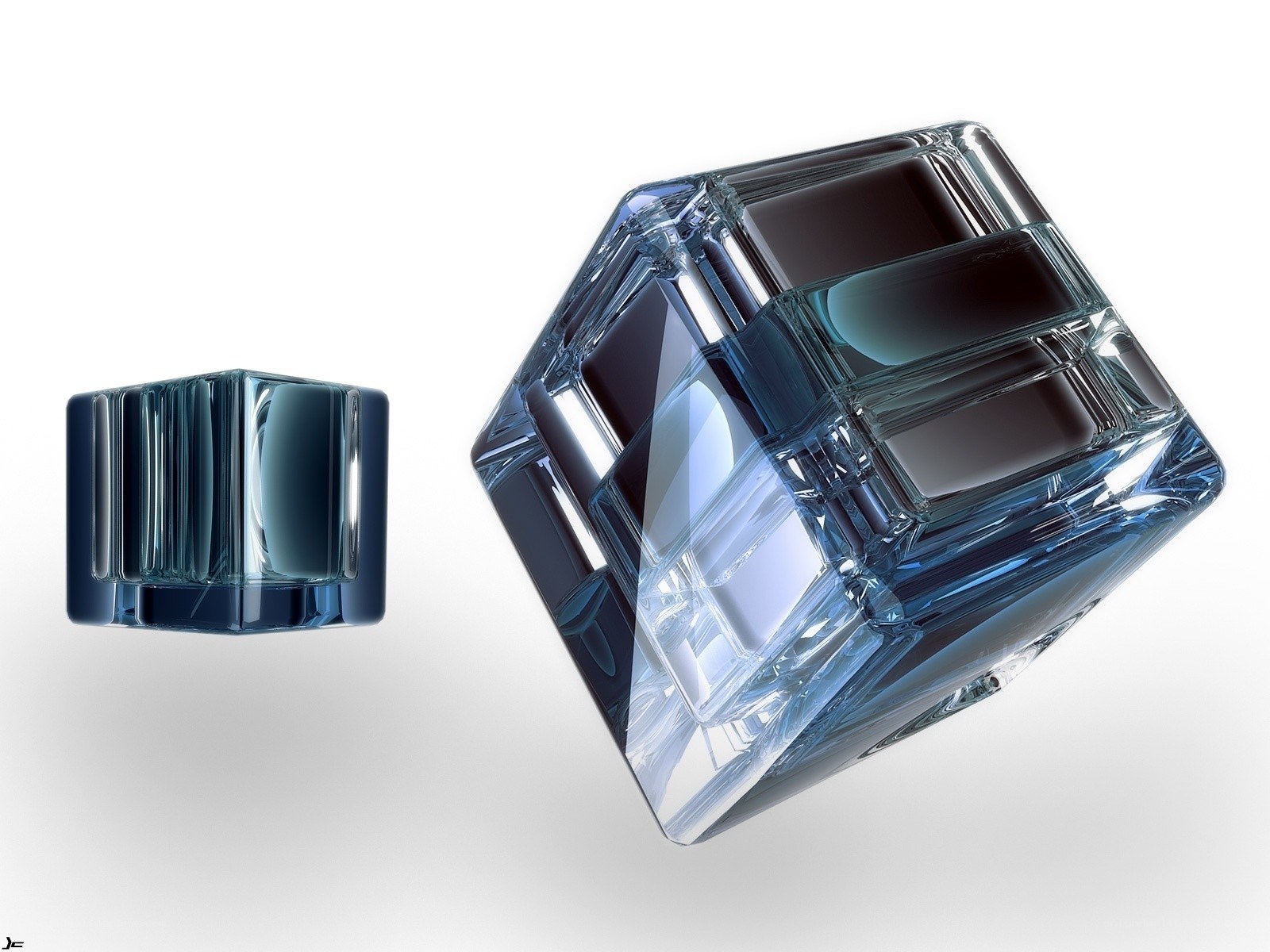 Blue glass cubes
