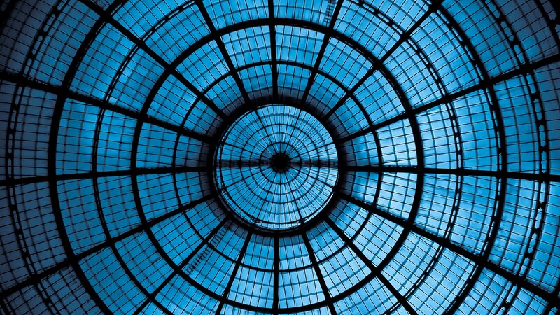 blue glass dome ceiling