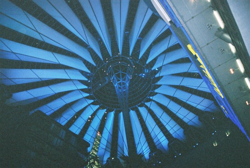 Blue Glass Dome Ceiling — Dramatic