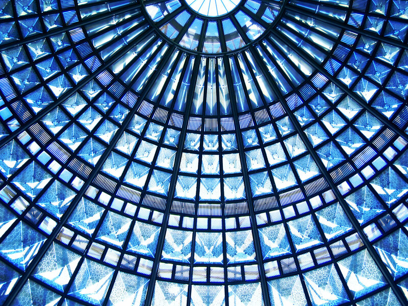 blue glass dome ceiling