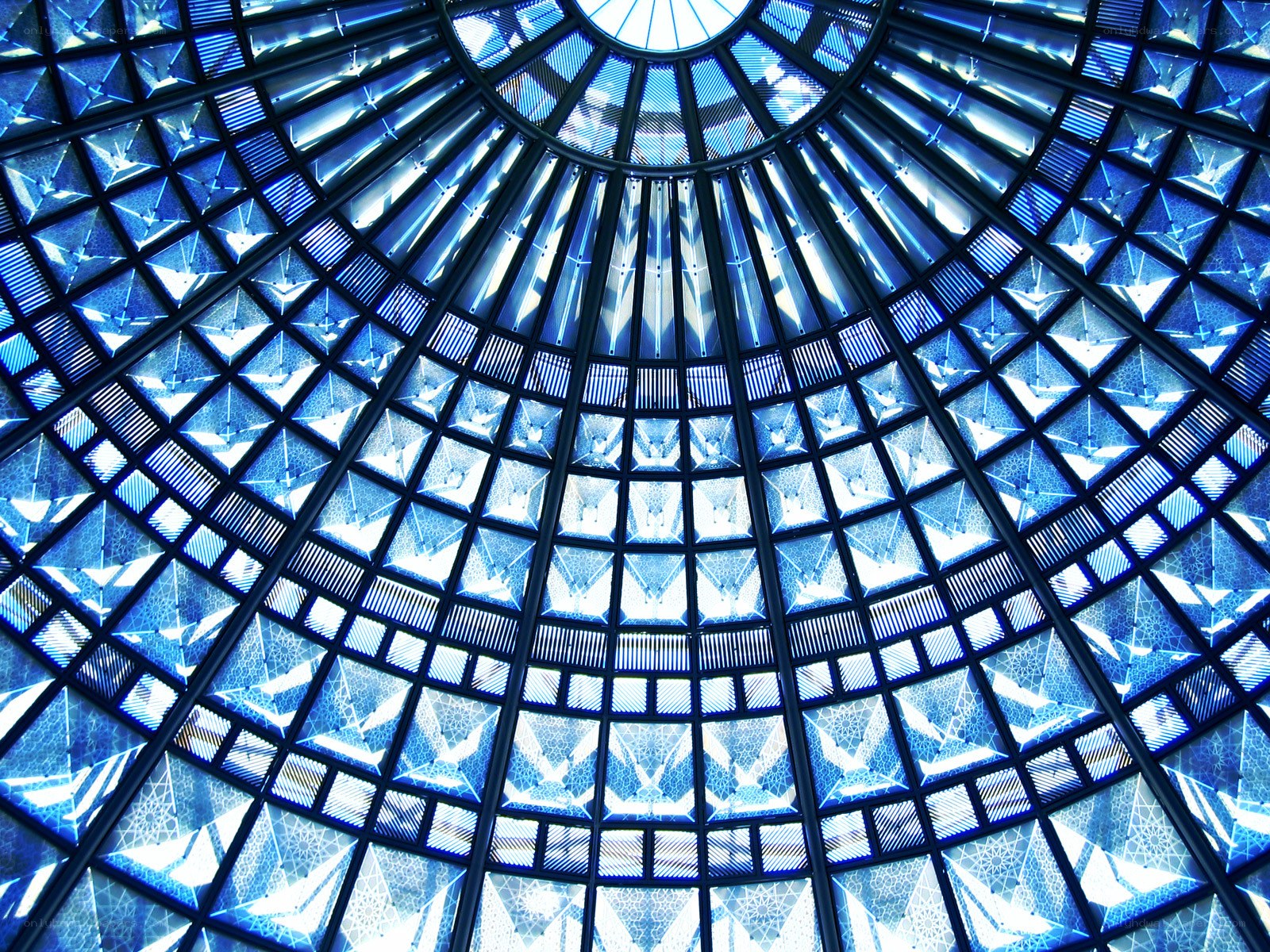 blue glass dome ceiling