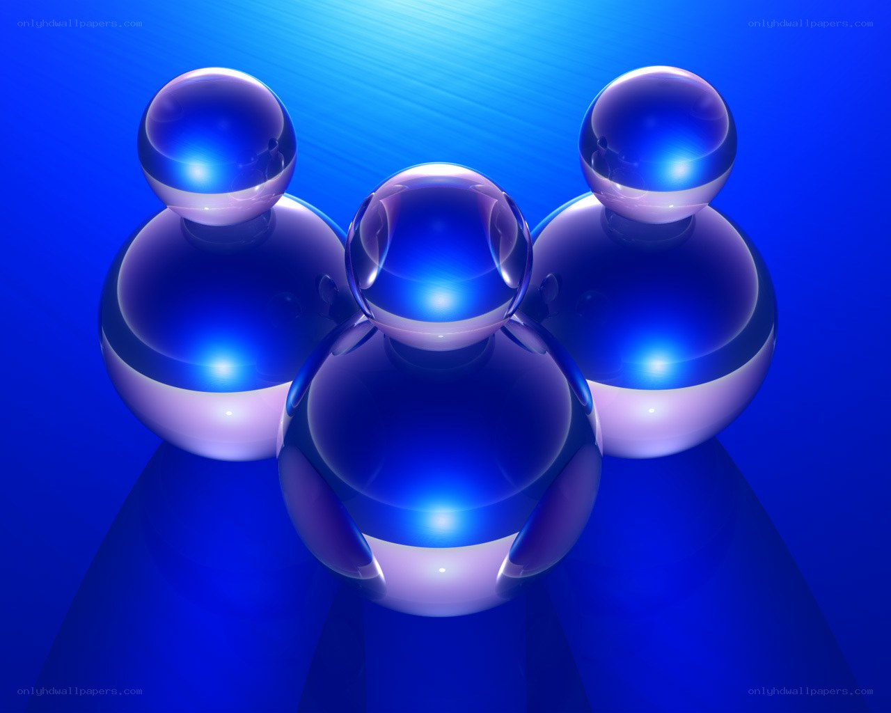Blue glass figures in formation