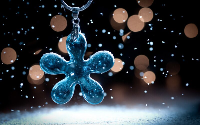 Blue Glass Flower Pendant