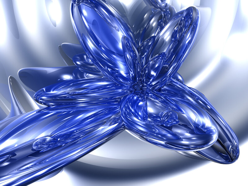 Blue glass flower sculpture