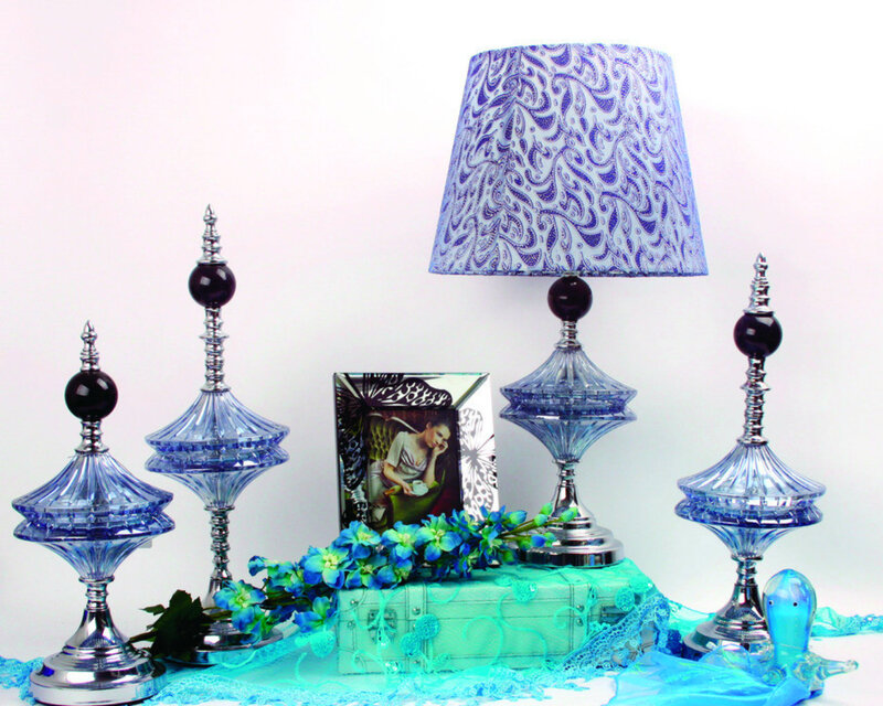 Blue Glass Lamps and Decor