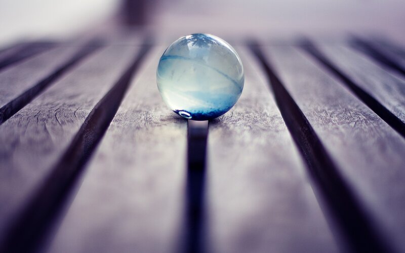 Blue Glass Marble — Calm, Photograph