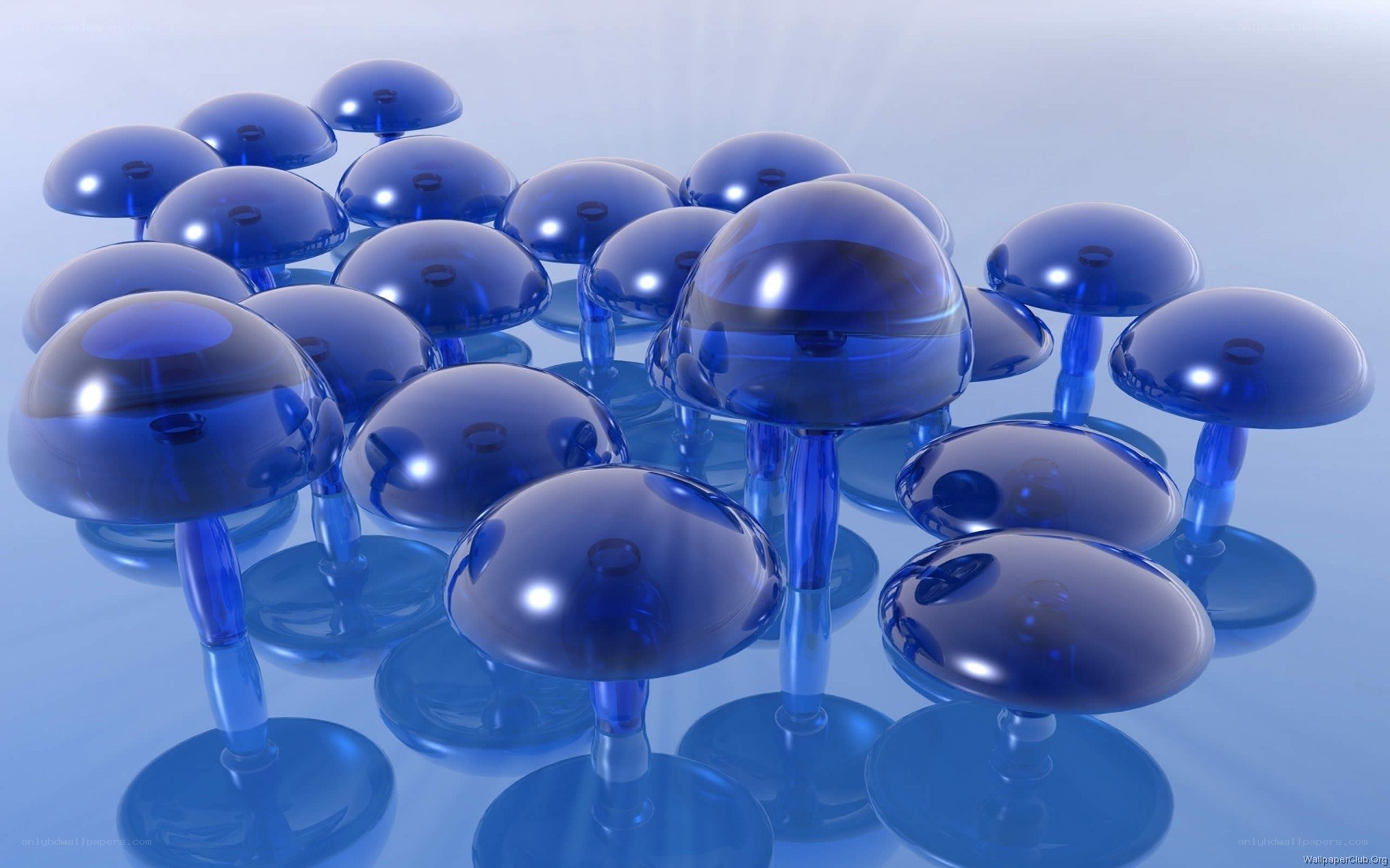 blue glass mushrooms