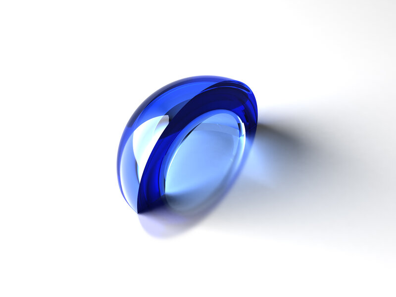 blue glass ring on white