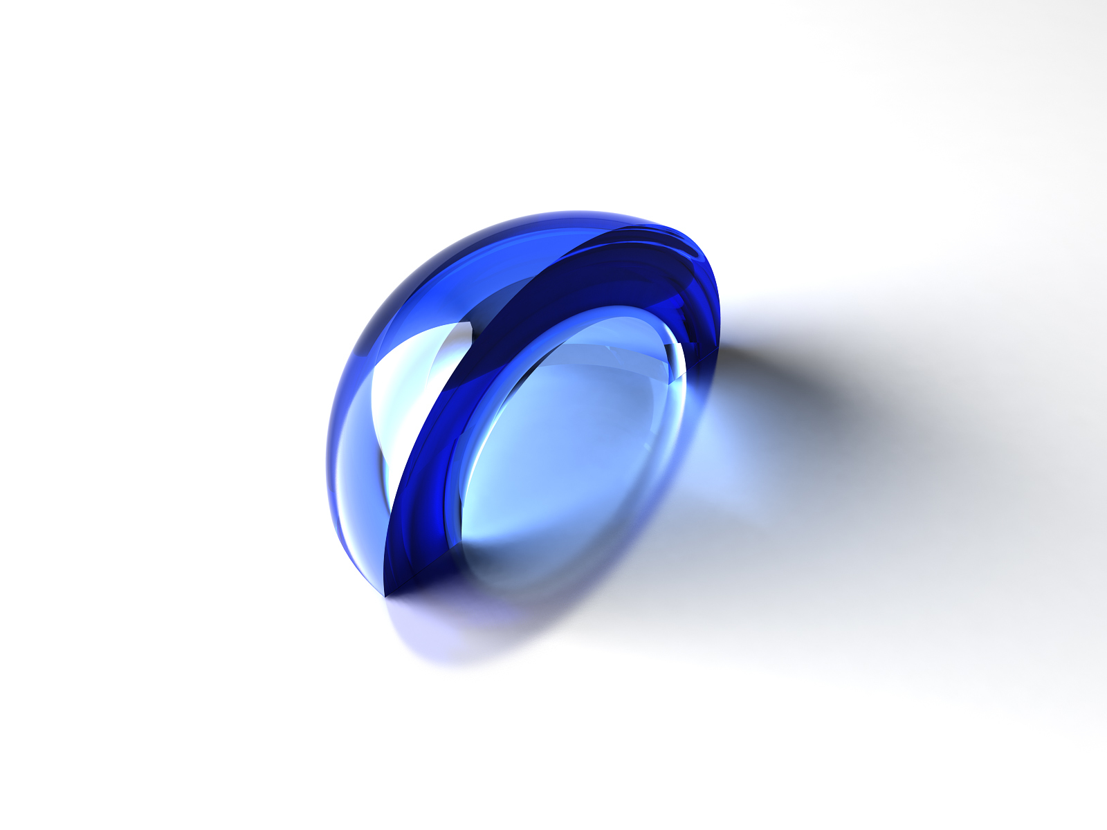 blue glass ring on white