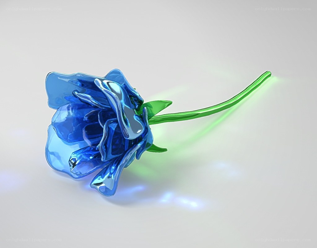 blue glass rose flower