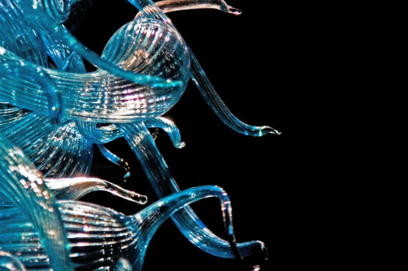 Blue glass sculpture detail