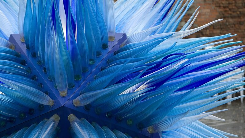 blue glass sculpture detail