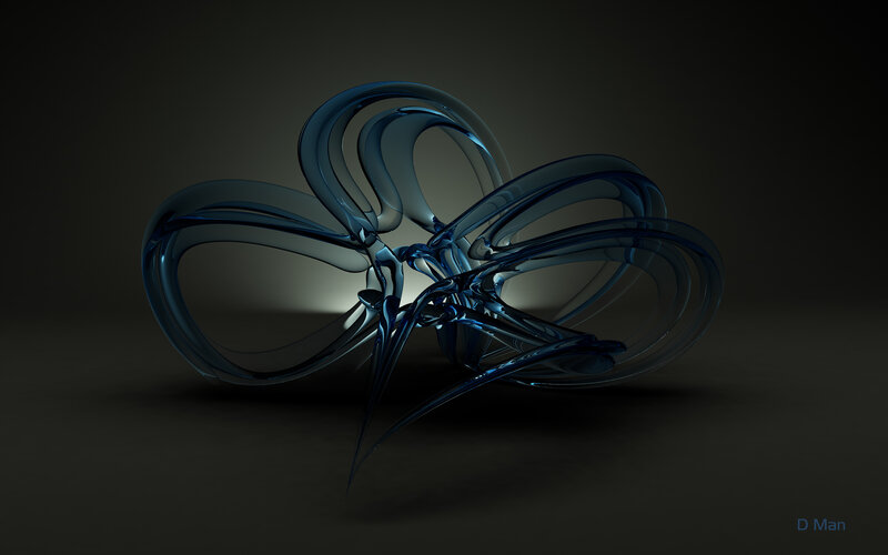 Blue Glass Sculpture — Dramatic, 3d Render, Light