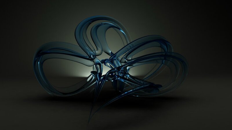 Blue Glass Sculpture — Dramatic, 3d Render