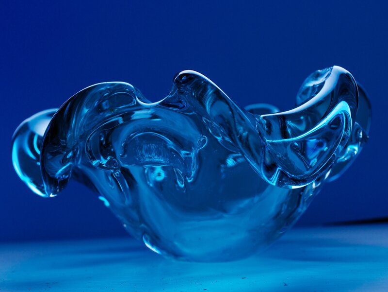 Blue Glass Sculpture — Dramatic