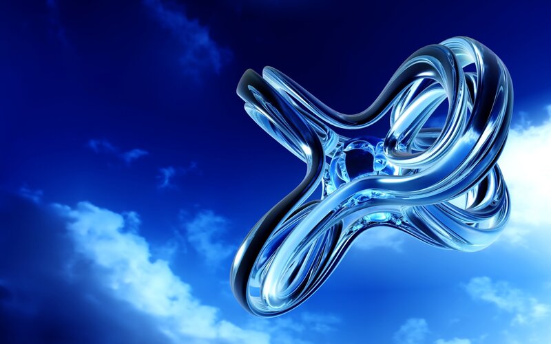 Blue Glass Sculpture — Serene, Afternoon, 3d Render