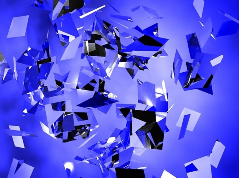 blue glass shards explosion