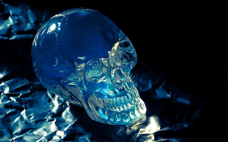 Blue Glass Skull
