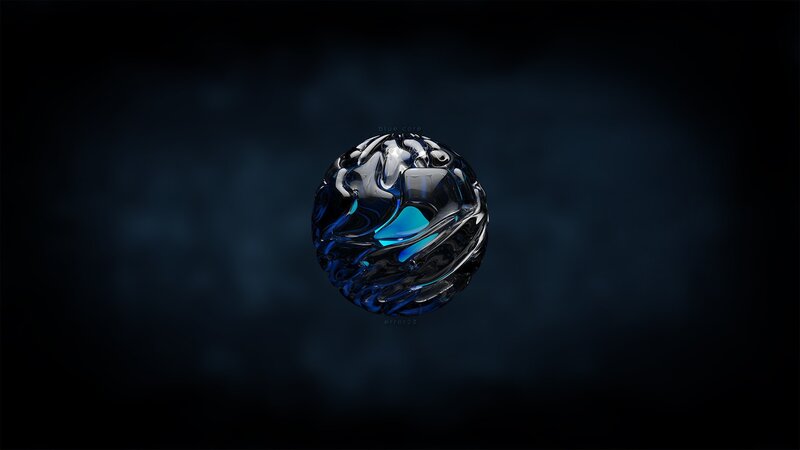 blue glass sphere abstract art