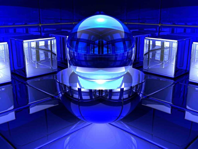 Blue Glass Sphere — Technological