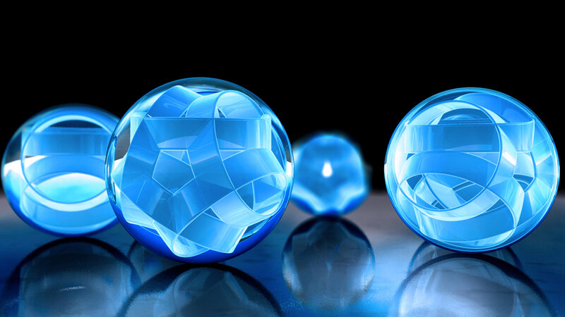 Blue Glass Spheres — Abstract, 3d Render, Reflection
