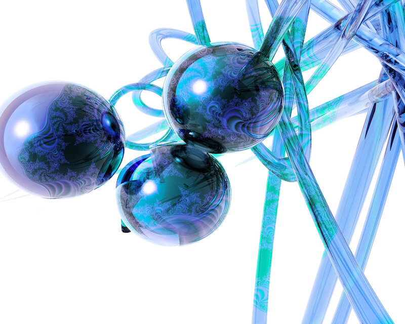 Blue Glass Spheres — Abstract, 3d Render, Tubes