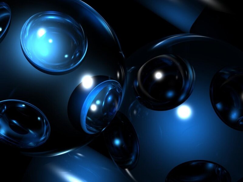 Blue glass spheres abstract art