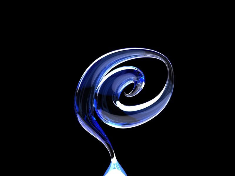 blue glass spiral sculpture
