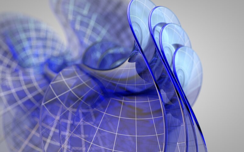Blue Glass Spirals — Calm