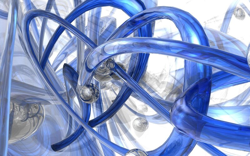 Blue glass tubes and spheres
