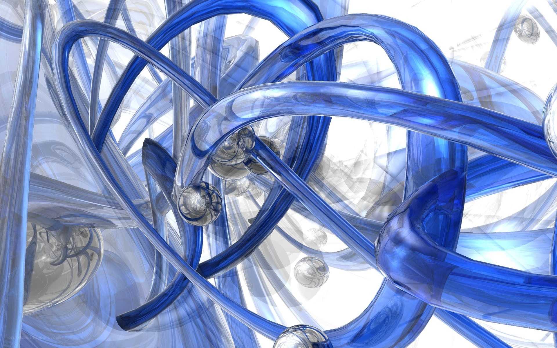 Blue glass tubes and spheres