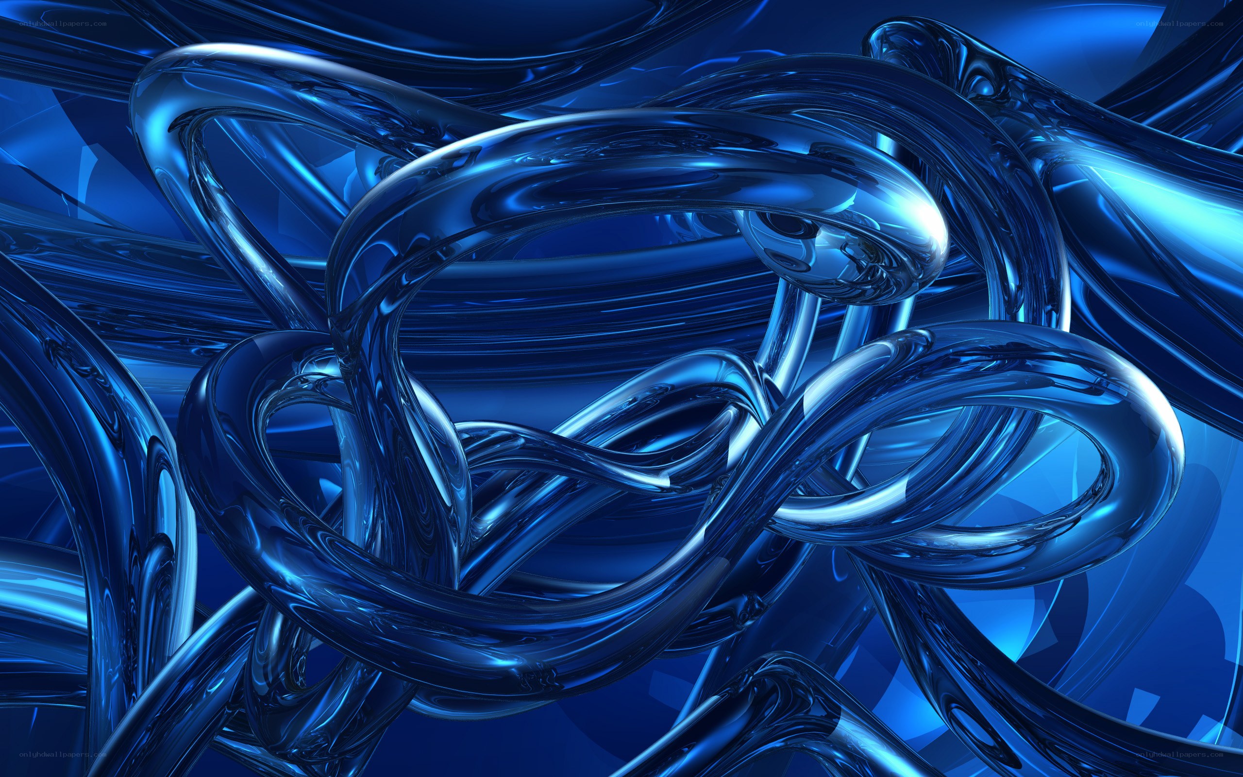 Blue glassy abstract swirls