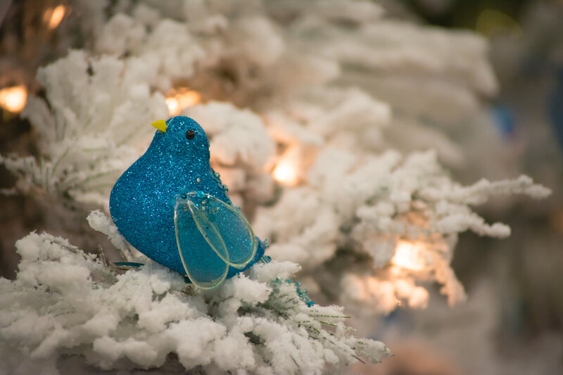 Blue Glitter Bird Ornament