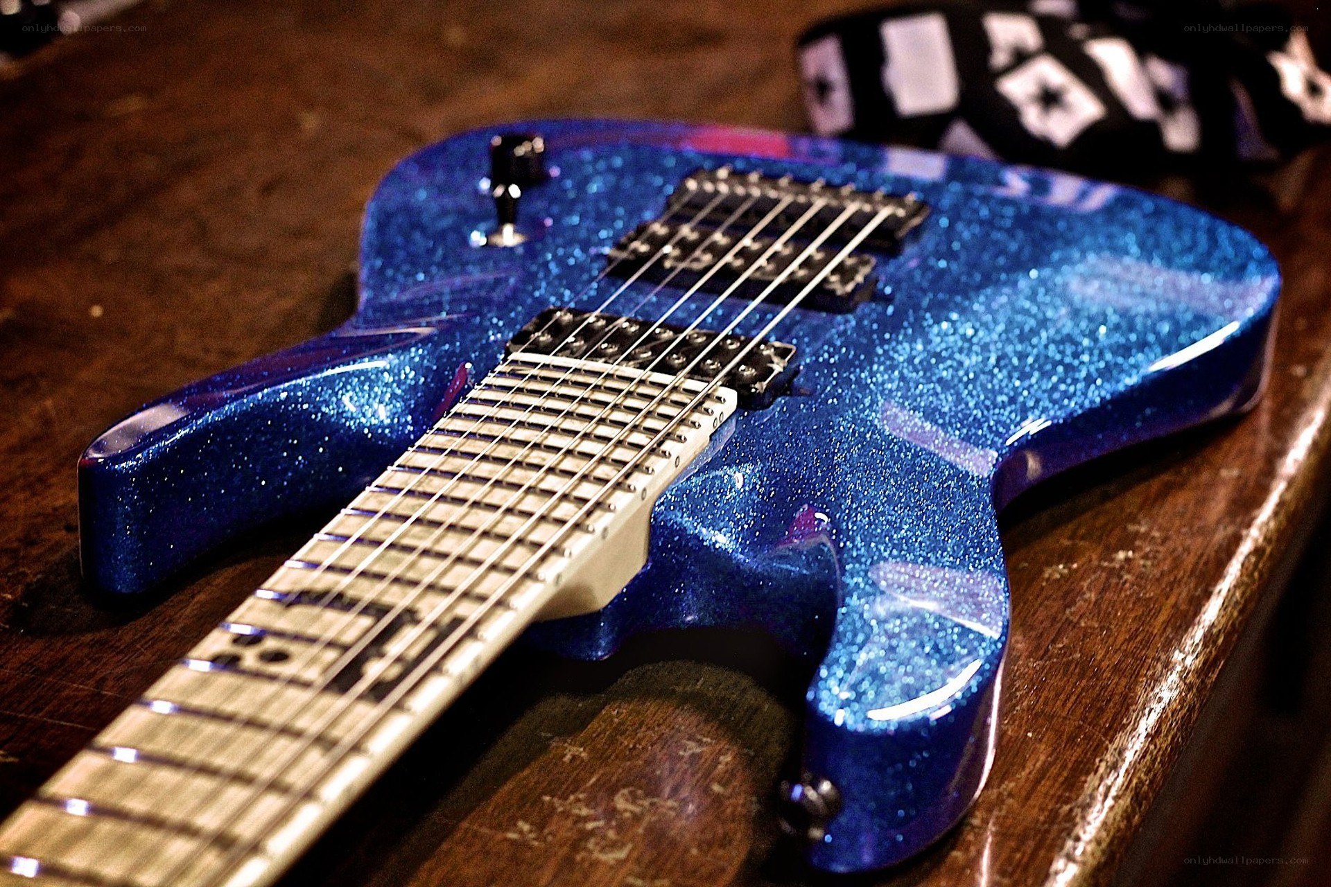 blue glitter electric guitar