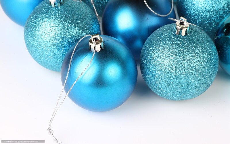 Blue Glitter Ornaments — Festive, Photograph, String, White Background