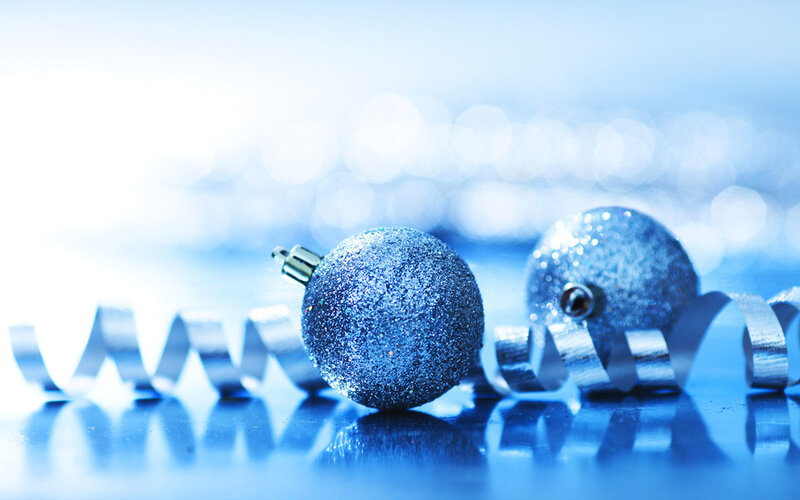 Blue Glitter Ornaments — Festive, Photograph