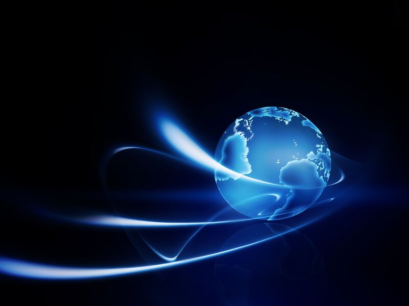 blue globe with light trails