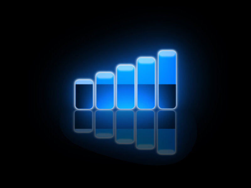 blue glowing bar graph