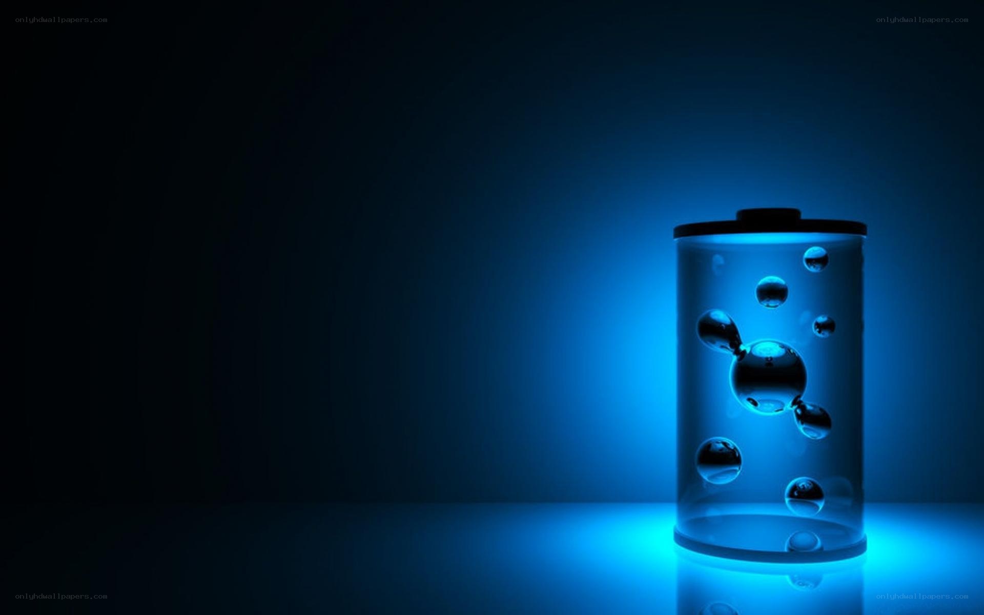 blue glowing battery