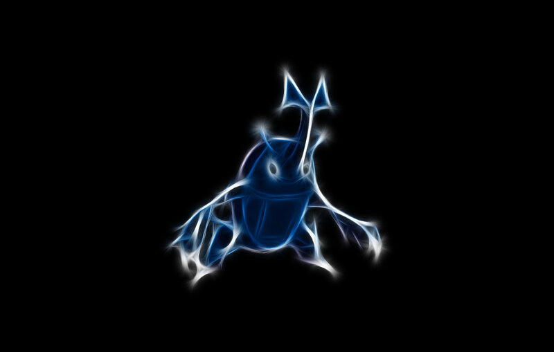 Blue glowing beetle creature