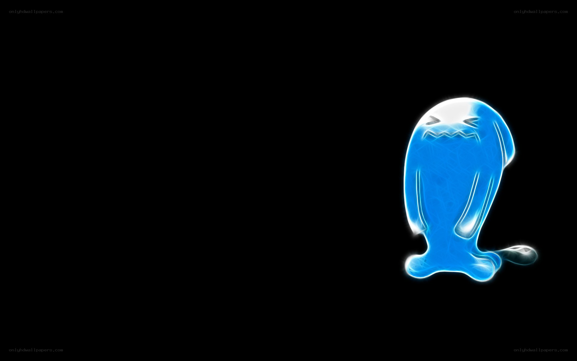 blue glowing cartoon character