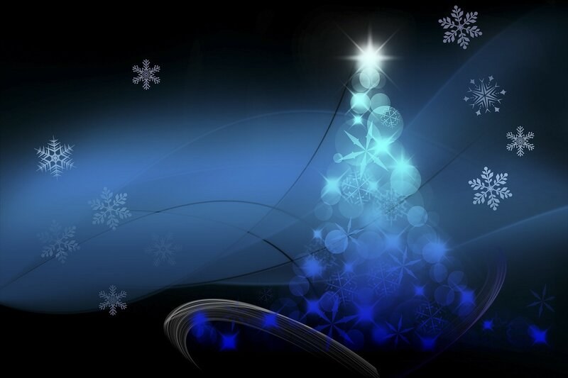 Blue Glowing Christmas Tree — Festive, Night, Digital Art