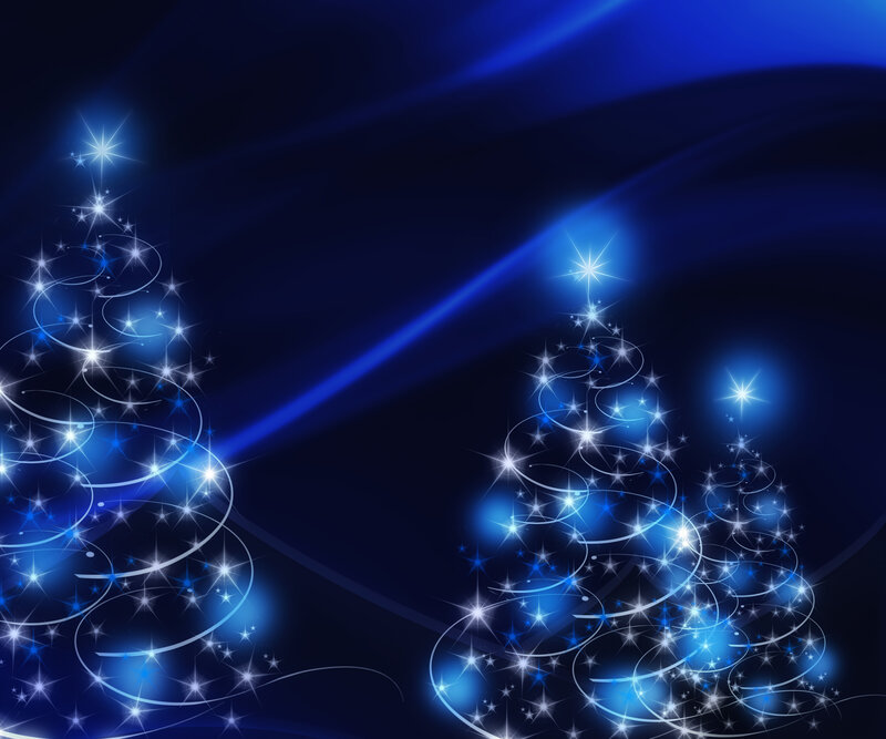 Blue Glowing Christmas Trees