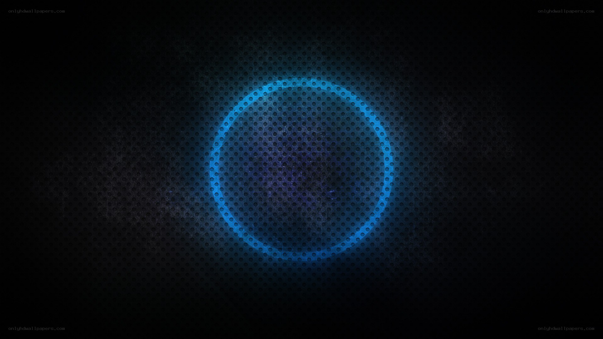 blue glowing circle on dark mesh