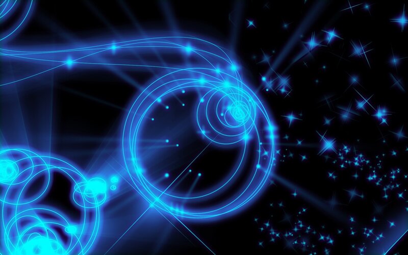 Blue Glowing Circles — Energetic, Digital Art, Stars, Light Rays