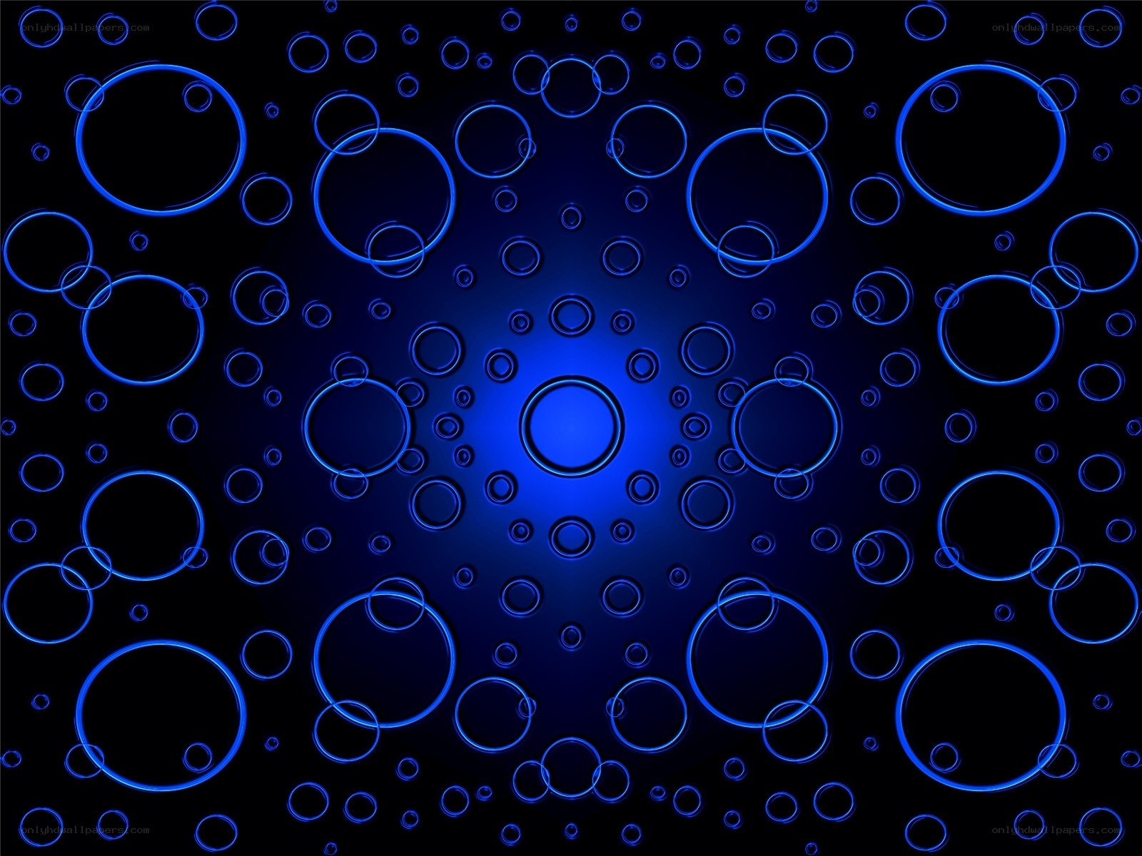 blue glowing circles on black