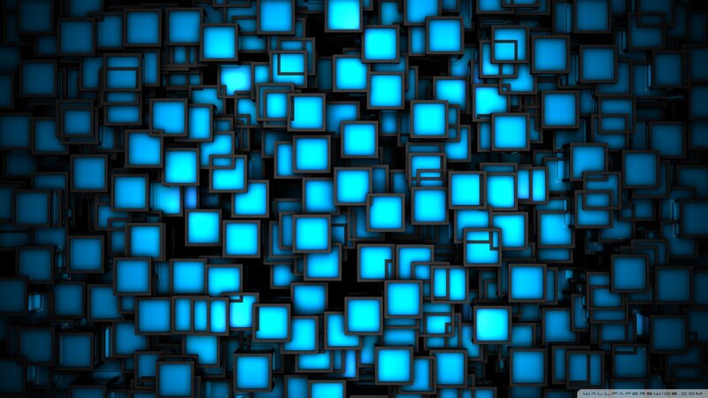 Blue Glowing Cubes — Abstract, Digital Art, Glow