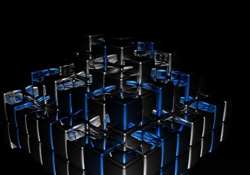 blue glowing cubes structure