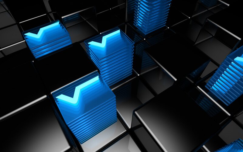 Blue Glowing Cubes — Technological